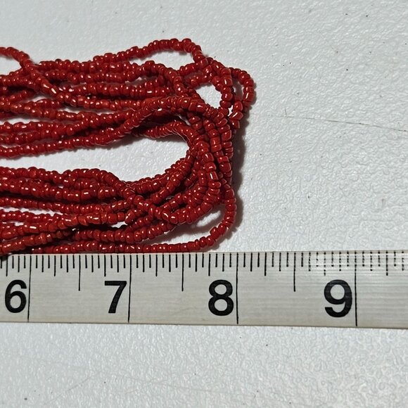 Elegant Retro Red Seed Beaded Chunky Necklace Multi Strand Fashion Jewelry Women - Picture 5 of 5